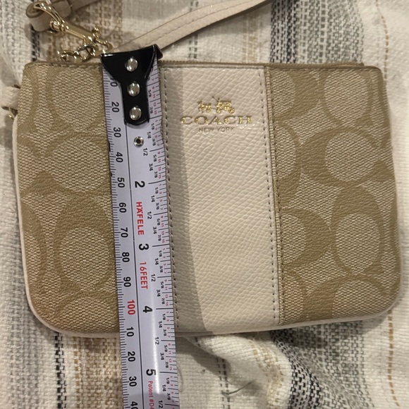 Coach Tan and Cream Signature Wristlet - Picture 16 of 16